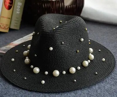 Flower Beads Wide Brimmed Jazz Sun Hat