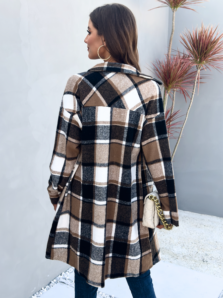 Plaid Long Cardigan Shirt Jacket