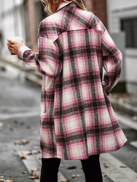 Plaid Long Cardigan Shirt Jacket