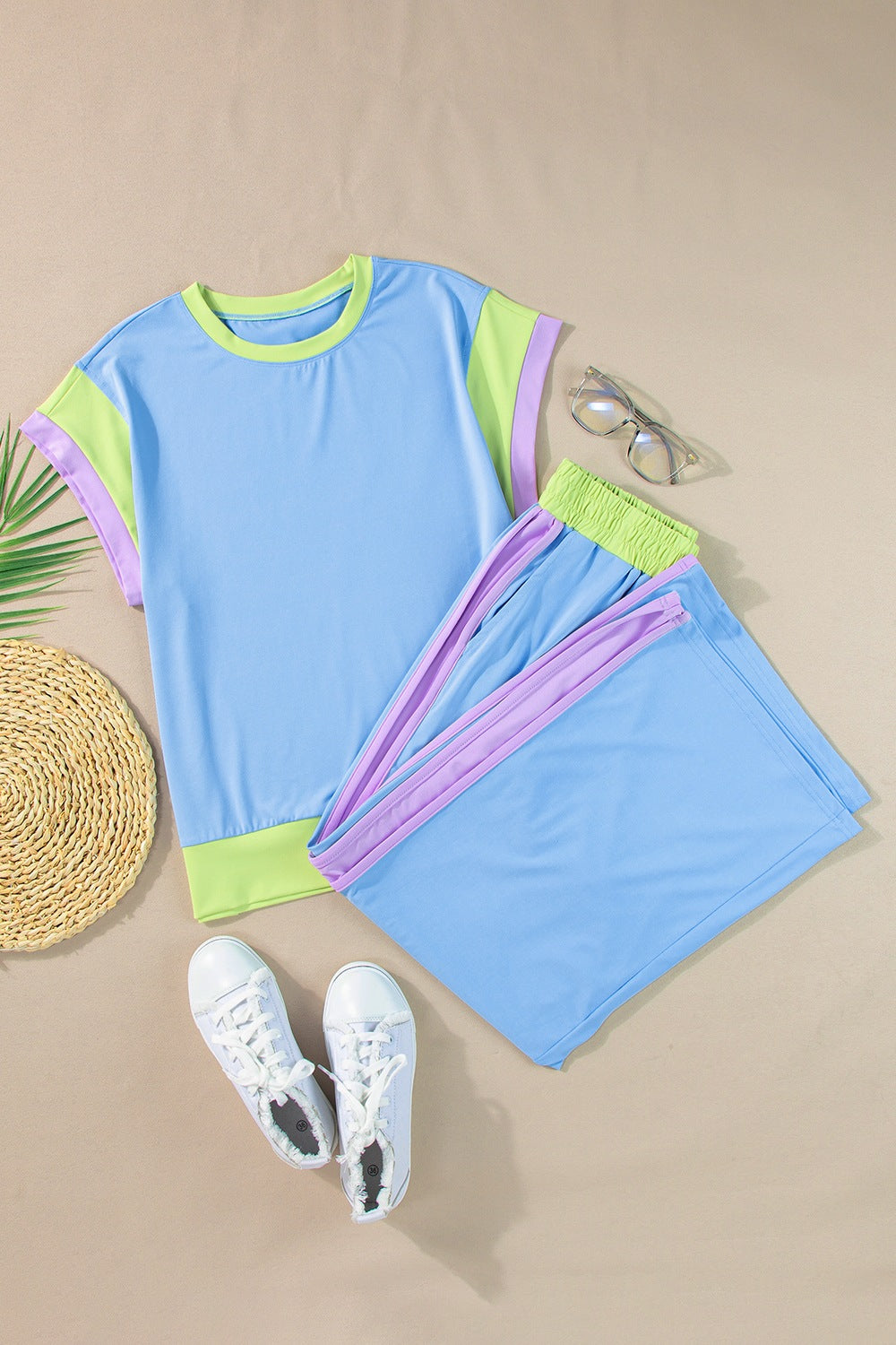 Cable Contrast Top and Pants Set
