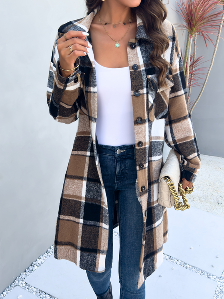 Plaid Long Cardigan Shirt Jacket