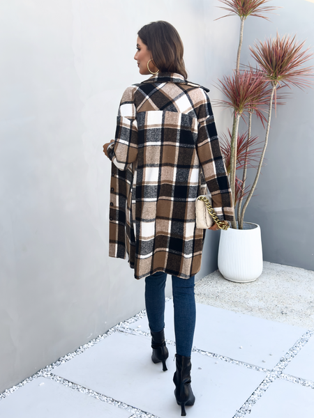 Plaid Long Cardigan Shirt Jacket