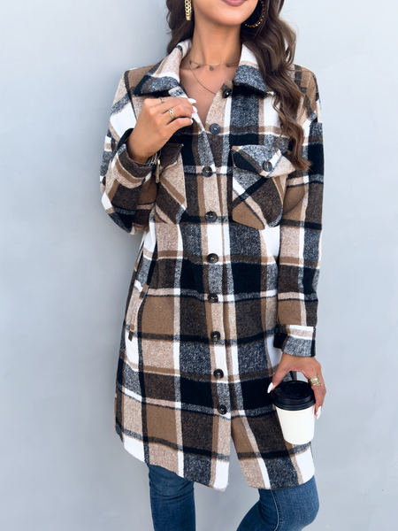 Plaid Long Cardigan Shirt Jacket