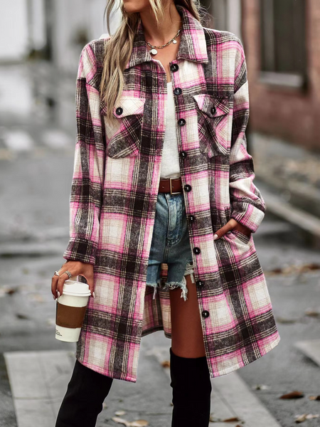Plaid Long Cardigan Shirt Jacket