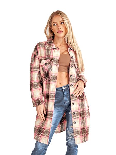 Plaid Long Cardigan Shirt Jacket