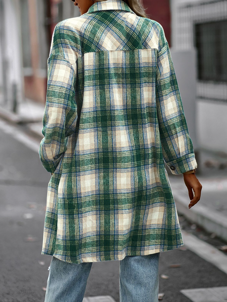 Plaid Long Cardigan Shirt Jacket