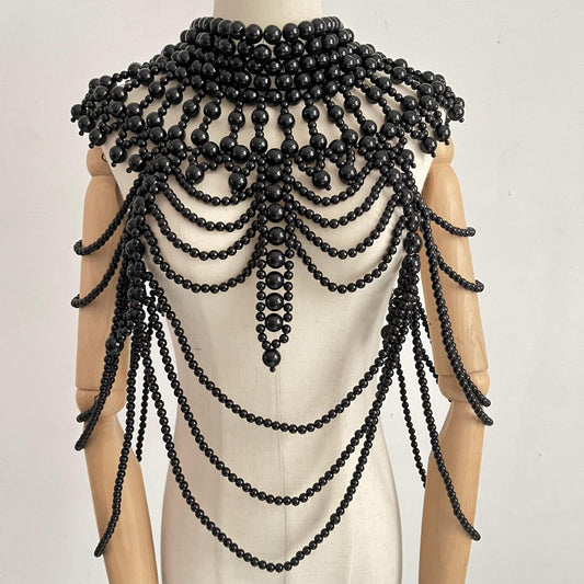 Pearls Body Shawl Exaggerated Handmade Multi Layer Necklace