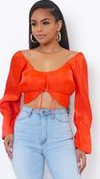 Red Long Sleeve Crop Top