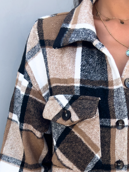 Plaid Long Cardigan Shirt Jacket