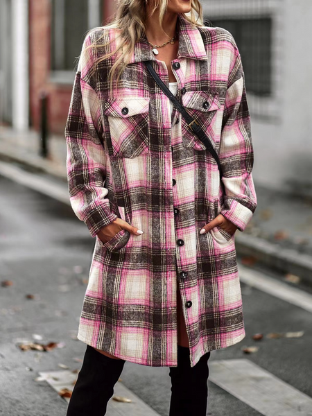 Plaid Long Cardigan Shirt Jacket