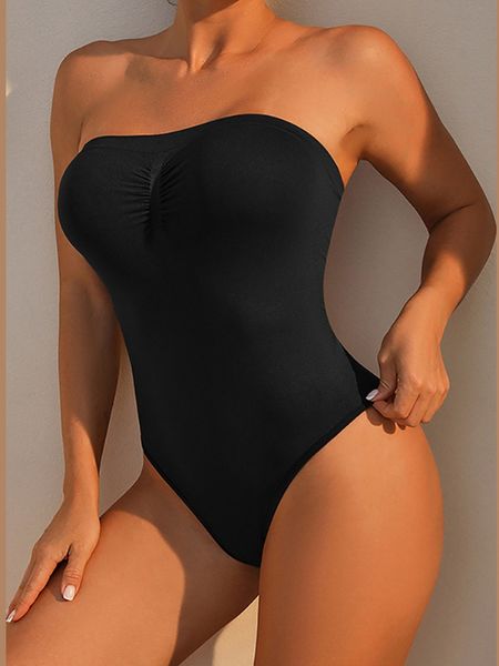Solid One Piece Tight Strapless Body Shaper