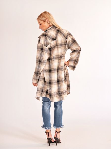 Plaid Long Cardigan Shirt Jacket