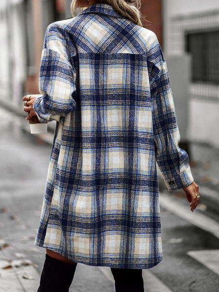 Plaid Long Cardigan Shirt Jacket