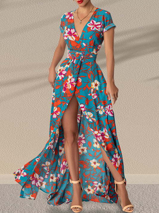 Flower Printed Slit Dress