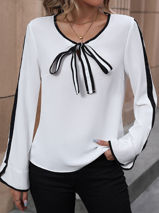 Lace-Up Bow Tie Shirt