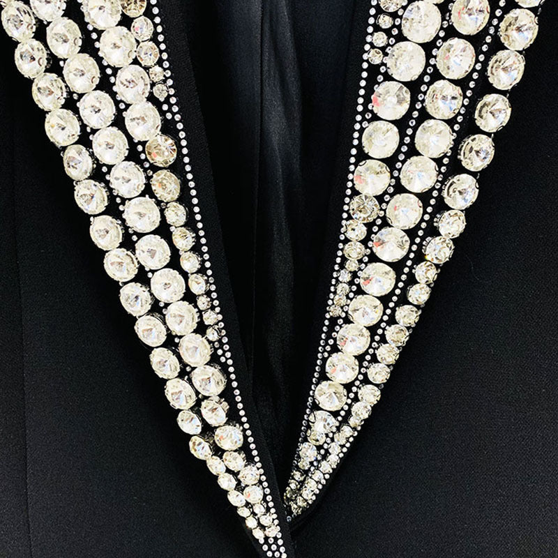 Goods Stars Socialite Rhinestone Beaded One Button Slim Blazer