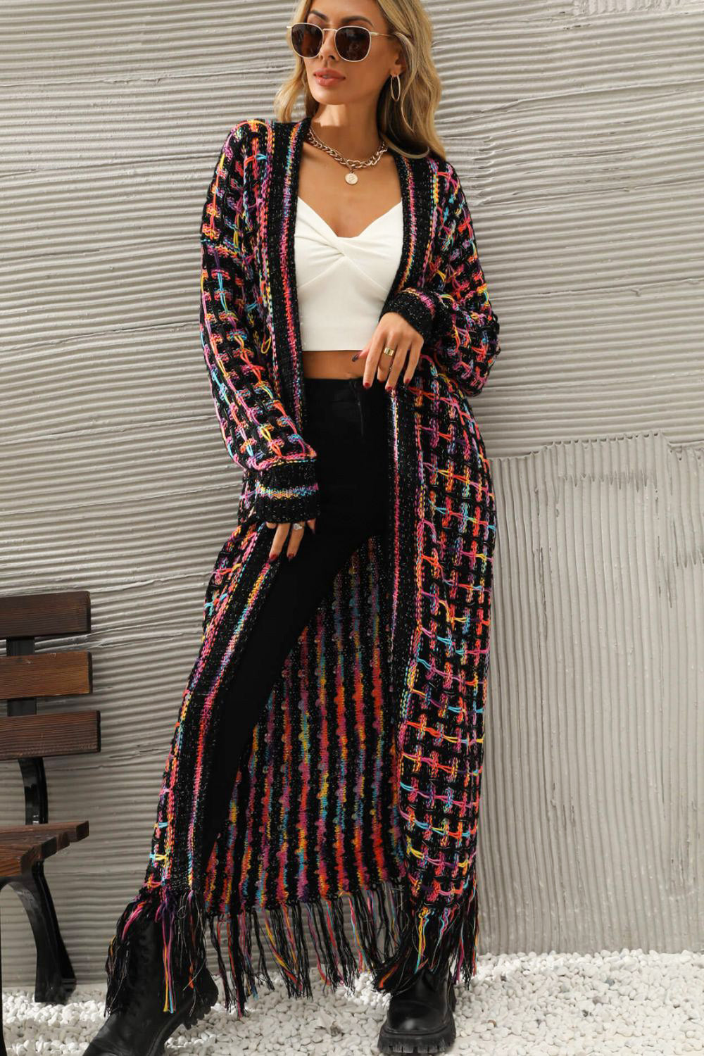  Fringe Hem Cardigan