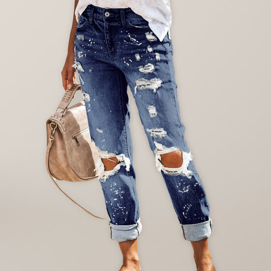 Katie Stretch Washed Ripped Street Style Denim Jeans