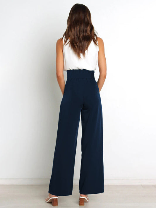 Office Chic Belted Wide Leg Trousers