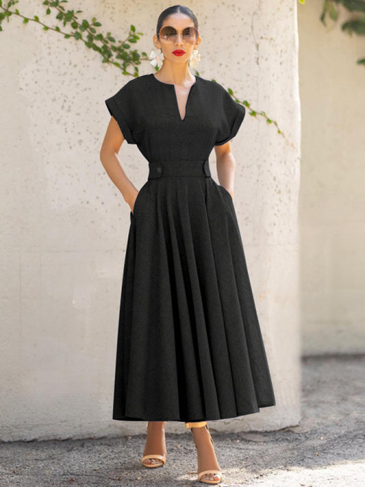 Elegant Black V-Neck Dress