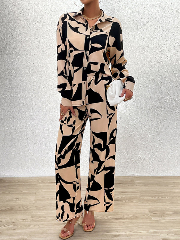 Casual Long-sleeved Top and Trousers Set