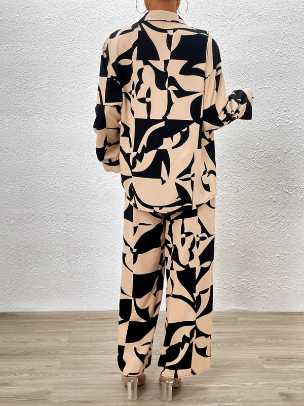 Casual Long-sleeved Top and Trousers Set