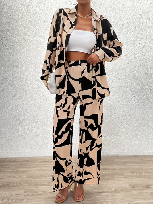 Casual Long-sleeved Top and Trousers Set