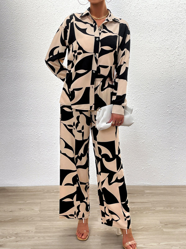 Casual Long-sleeved Top and Trousers Set