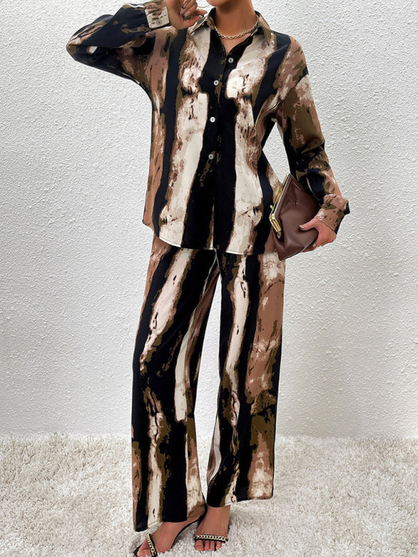 Casual Long-sleeved Top and Trousers Set
