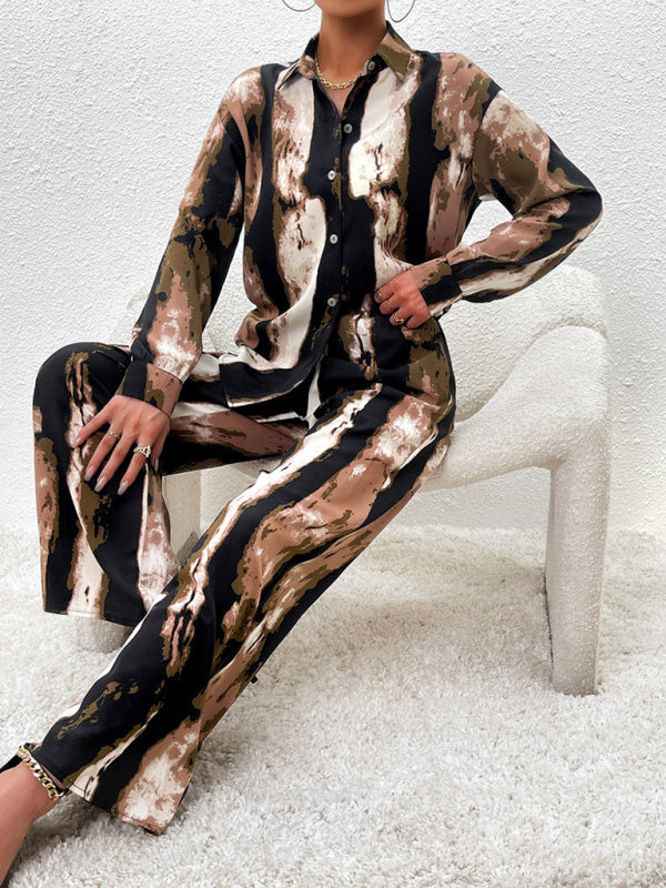 Casual Long-sleeved Top and Trousers Set